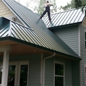 Steep Metal Roof Cleaning In Anacortes, WA