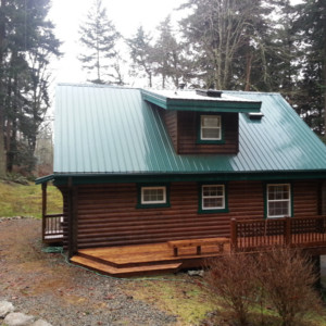 Steep Metal Roof Cleaning & Deck Cleaning at Guemes Island